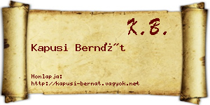 Kapusi Bernát névjegykártya